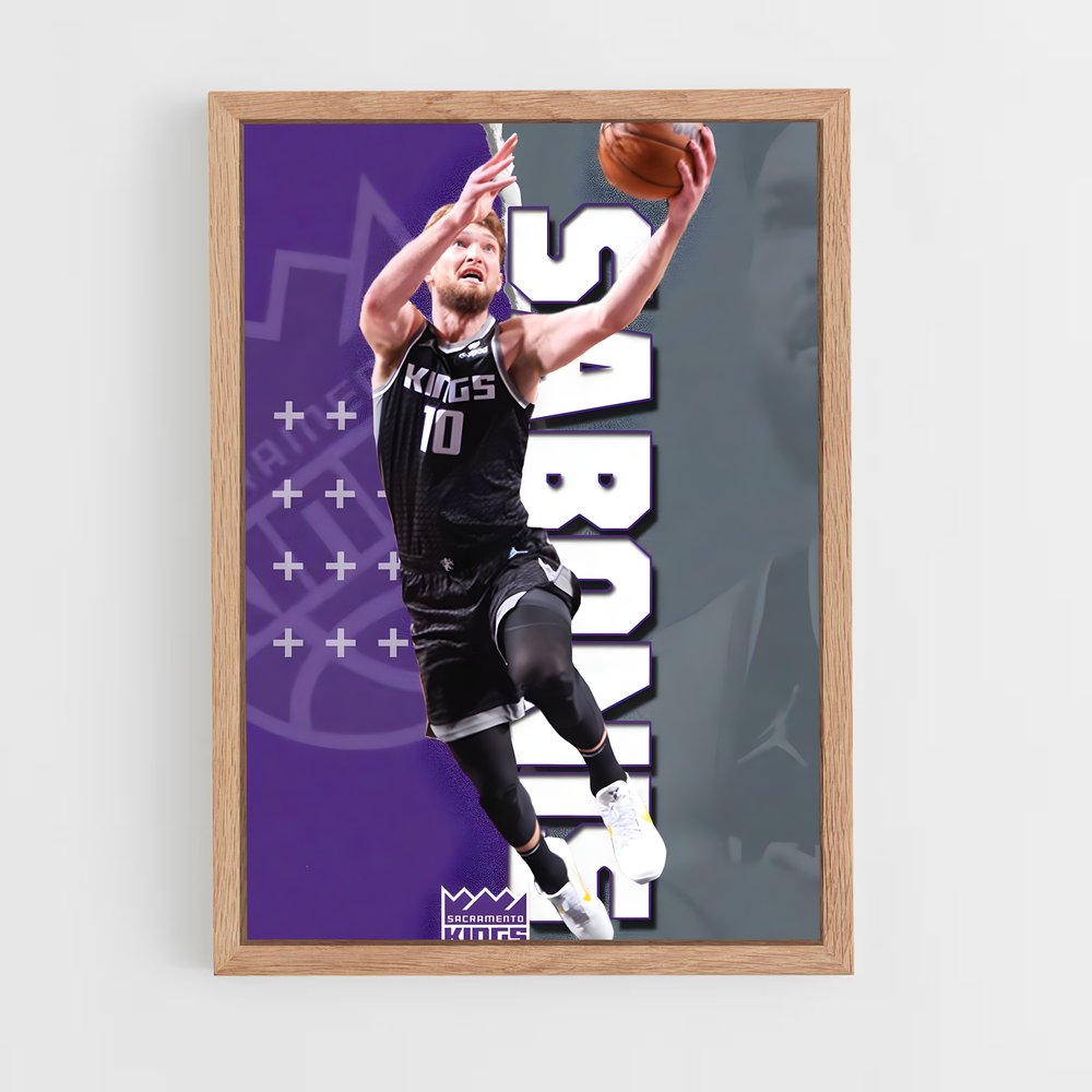 Poster En Vol avec Sabonis – affiche Basketball (vue 4)